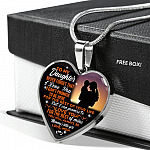 Mom To My Daughter Never Forget That I Love You Heart Pendant Necklace - Heart Luxury Necklace (Silver)