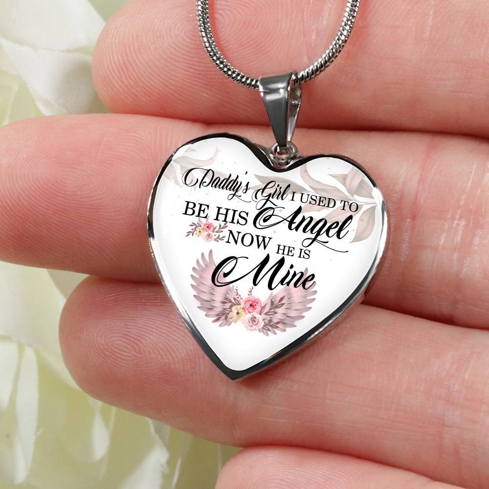 Daddy's Girl I Used to Be His Angel Now He Is Mine Heart Pendant Necklace - Heart Luxury Necklace (Silver) Daddy's Girl I Used to Be His Angel Now He Is Mine Heart Pendant Necklace - Heart Luxury Necklace (Silver)