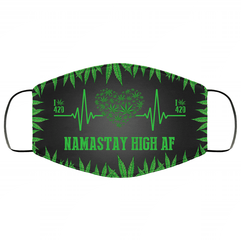 Namastay High Af Washable Reusable Custom - Printed Cloth Face Mask Cover, White, Cloth Face Cover – Medium/Large