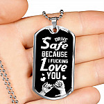 To Trucker Husband Drive Safe Because I Fucking Love You Dog Tag Pendant Necklace - Gift From Truck Driver Wife - Dog Tag (Silver) To Trucker Husband Drive Safe Because I Fucking Love You Dog Tag Pendant Necklace - Gift From Truck Driver Wife - Dog Tag (Silver)