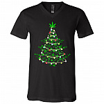 Weed Christmas Tree T-Shirt - V-Neck Tee, Black, V-Neck T-Shirt