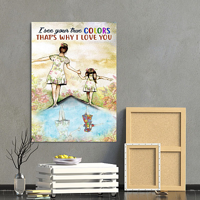 Alternative view of I See Your True Colors That's Why I Love You Autism Girl Framed Canvas Prints - Autism Awareness Unframed Poster