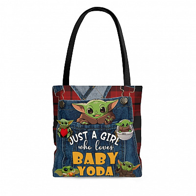 Just A Girl Who Loves Baby Yoda All Over Print Tote Bag - Shoulder Bag