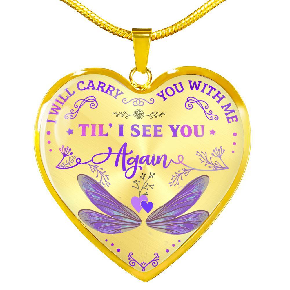 Dragonfly I Will Carry You with Me Til' I See You Again Heart Pendant Necklace - Heart Luxury Necklace (Gold Plated) Dragonfly I Will Carry You with Me Til' I See You Again Heart Pendant Necklace - Heart Luxury Necklace (Gold Plated)
