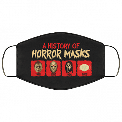 A History of Horror Masks Michael 1978 Jason 1980 Ghostface 1996 Face Mask 2020 Washable Reusable Custom - Printed Cloth Face Mask Cover, White, Cloth Face Cover – Medium/Large