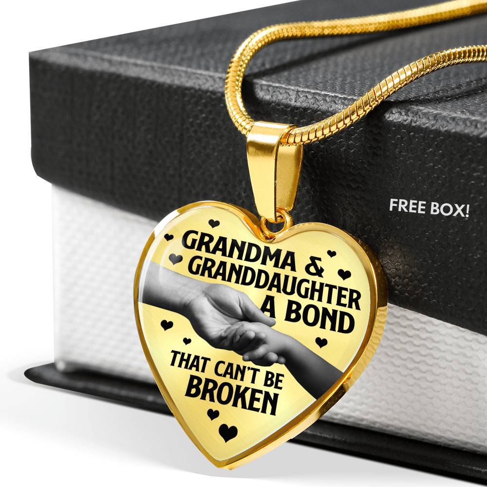 Grandma and Granddaughter a Bond That Can't Be Broken Heart Pendant Necklace - Heart Luxury Necklace (Gold Plated) Grandma and Granddaughter a Bond That Can't Be Broken Heart Pendant Necklace - Heart Luxury Necklace (Gold Plated)