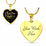 Dragonfly I Believe There Are Angels Among Us Heart Pendant Necklace - Heart Luxury Necklace (Gold Plated)