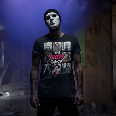 Alternative view of The Bloody Bunch Horror Movies Halloween Michael Leatherfaces Freddy Jason Chucky Pennywise T-Shirt