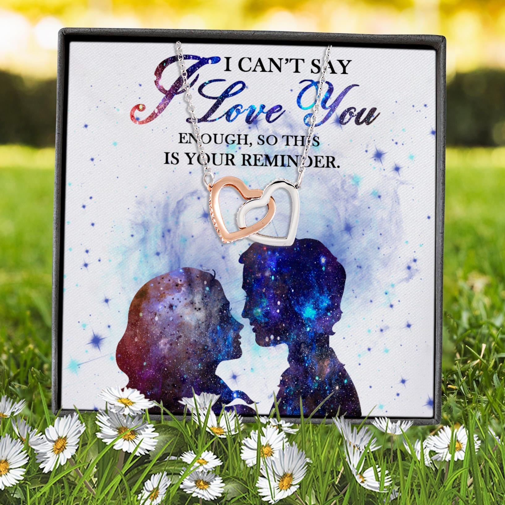 1HP. Love You Enough couple galaxy(4) Interlocking Hearts Necklace 7