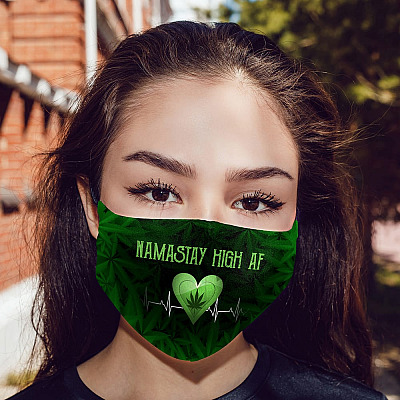 Alternative view of Namastay High AF 420 Cannabis Washable Reusable Custom - Printed Cloth Face Mask Cover
