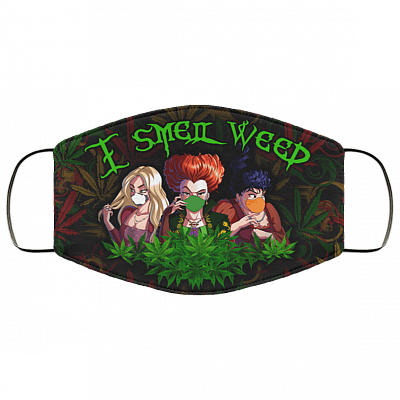 Hocus Pocus Weed I Smell Weed - Funny Halloween Washable Reusable Custom - Cloth Face Mask Cover, White, Cloth Face Cover – Medium/Large