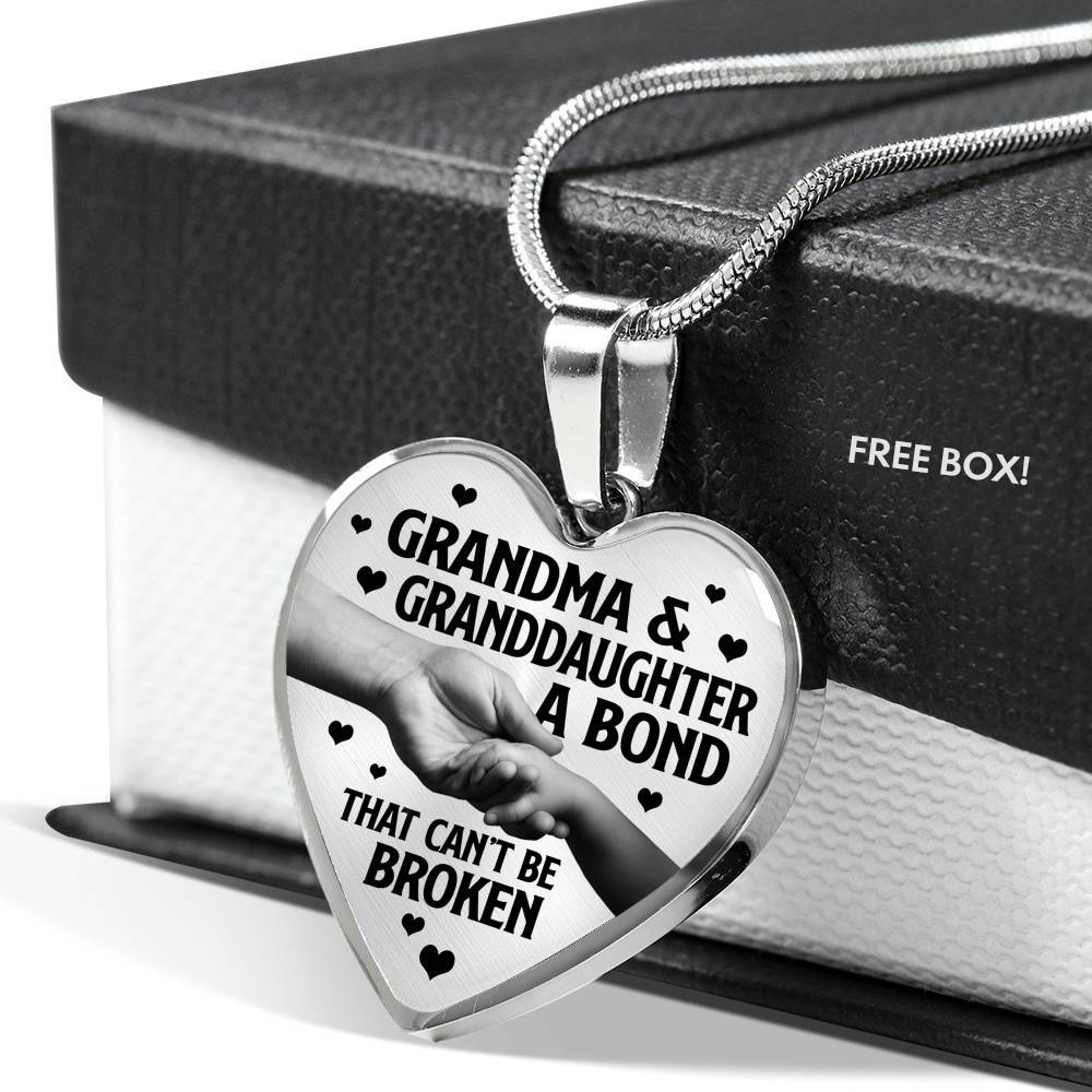 Grandma and Granddaughter a Bond That Can't Be Broken Heart Pendant Necklace - Heart Luxury Necklace (Silver) Grandma and Granddaughter a Bond That Can't Be Broken Heart Pendant Necklace - Heart Luxury Necklace (Silver)