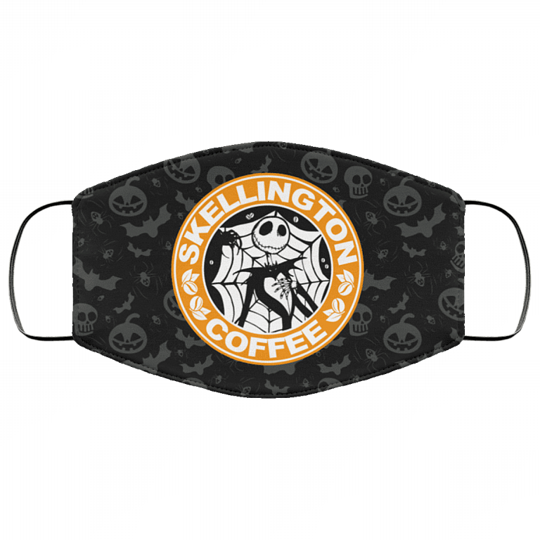 Skellington Coffee Pumpkin King Nightmare Before Christmas Washable Reusable Custom - Printed Cloth Face Mask Cover, Black, Cloth Face Cover – Medium/Large