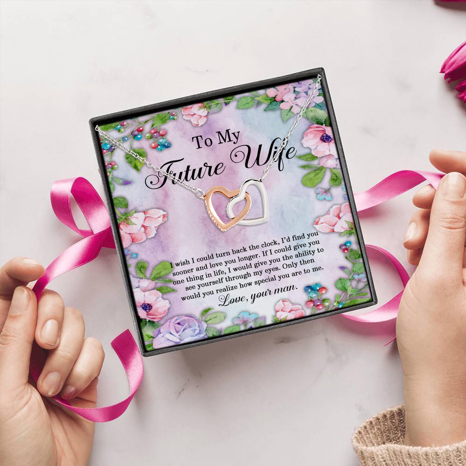 14O.Future Wife(3) Interlocking Hearts Necklace 5