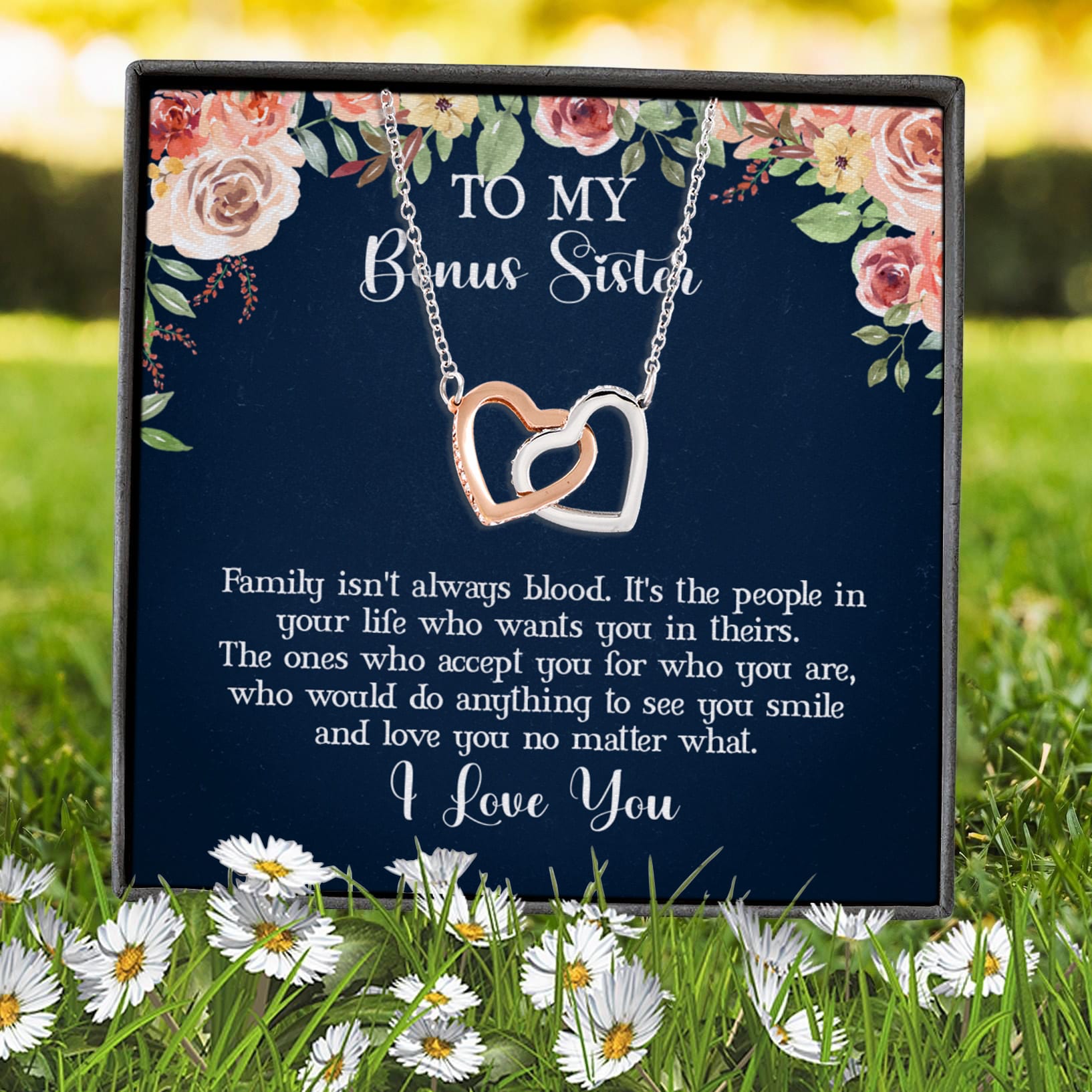 2VT. Bonus Sister Message Card Interlocking Hearts Necklace 7