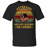 Veterans Are Not Suckers Or Losers American Flag Dog Tag Vintage Retro T-Shirt - Funny Veteran Gifts, Black, Unisex T-Shirt