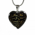Fear Not For I Am With You Isaiah 41:10 Luxury Heart Pendant Necklace - Heart Luxury Necklace (Silver)
