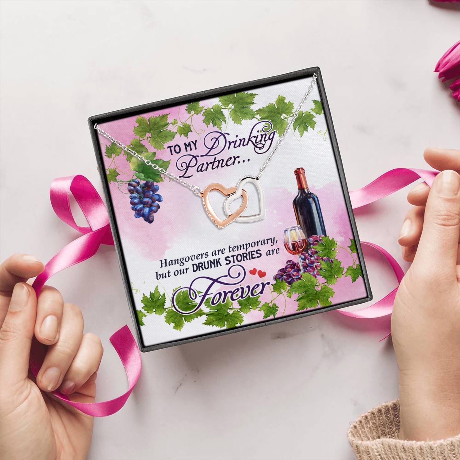 13P. Drinking partner wine(4) Interlocking Hearts Necklace 5