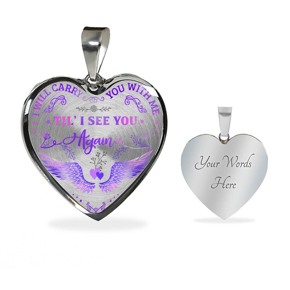 Wings I Will Carry You with Me Til' I See You Again Heart Pendant Necklace - Heart Luxury Necklace (Silver) Wings I Will Carry You with Me Til' I See You Again Heart Pendant Necklace - Heart Luxury Necklace (Silver)