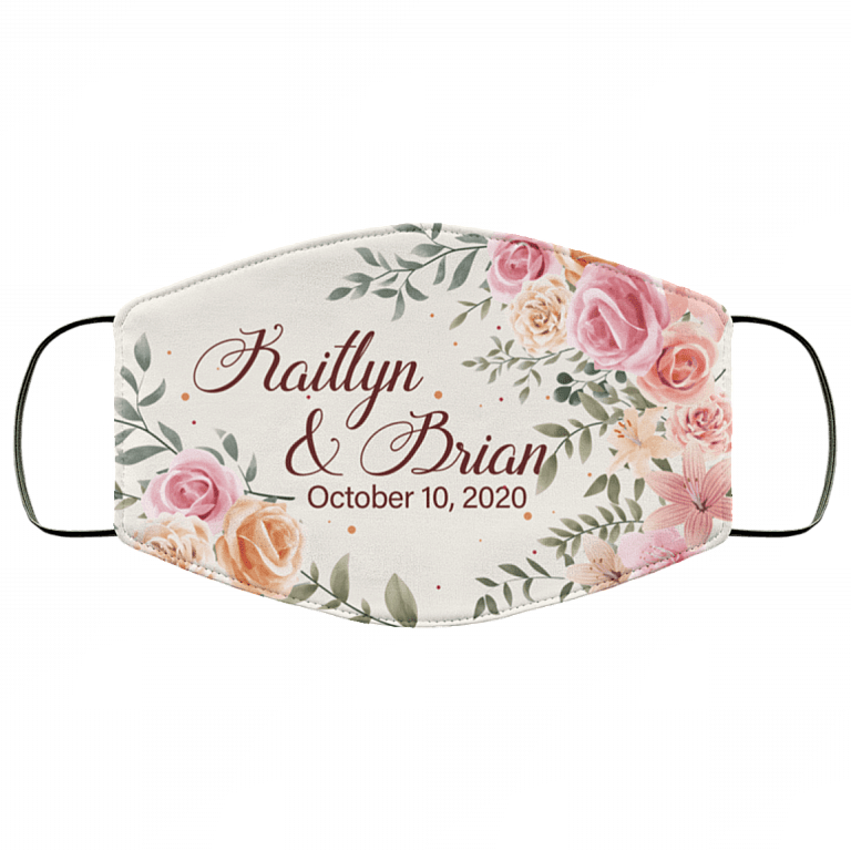 Kaitlyn and Brian October 10 2020 Washable Reusable Custom - Printed Cloth Face Mask Cover, White, Cloth Face Cover – Medium/Large