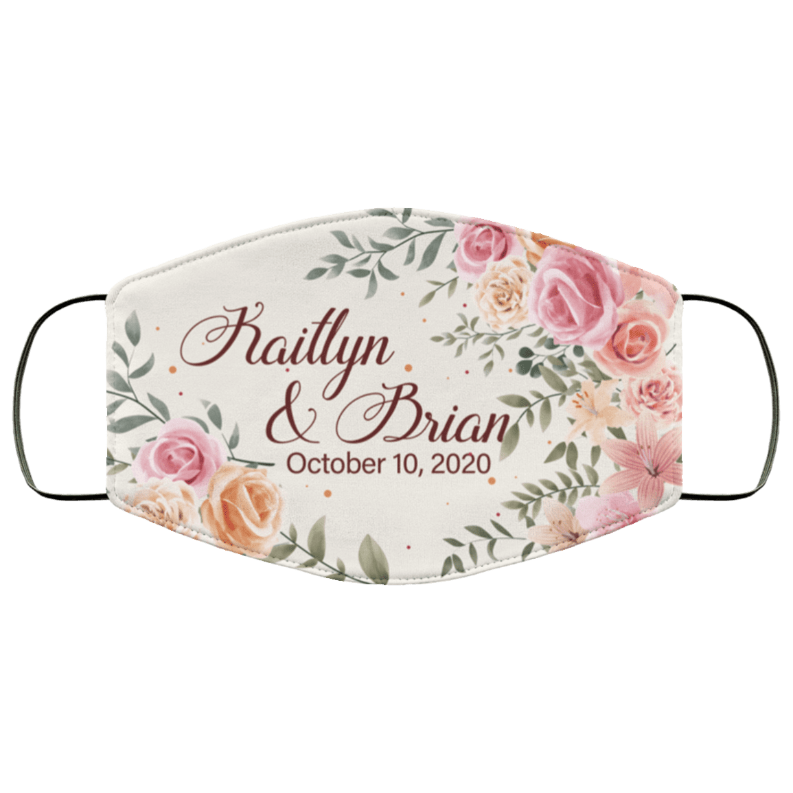 Kaitlyn and Brian October 10 2020 Washable Reusable Custom - Printed Cloth Face Mask Cover, White, Cloth Face Cover – Medium/Large Kaitlyn and Brian October 10 2020 Washable Reusable Custom - Printed Cloth Face Mask Cover, White, Cloth Face Cover – Medium/Large