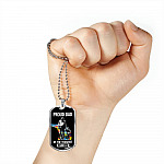 Proud Dad of the Toughest Boy I Know Autism Awareness Dog Tag Pendant Necklace - Dog Tag (Silver)