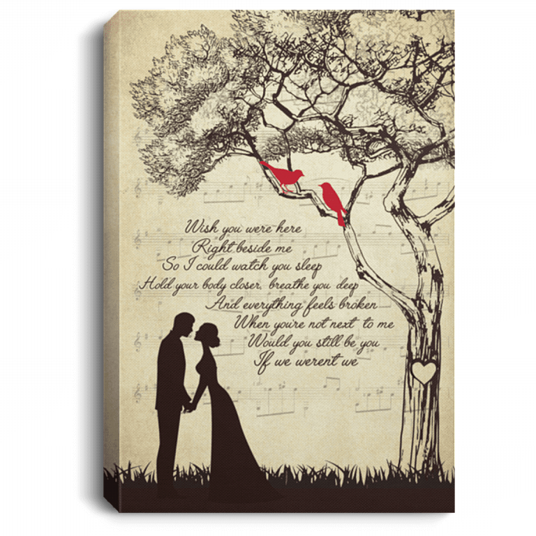 Wish You Were Here Right Beside Me Under Your Scars Framed Canvas - Unframed Poster, White, 0.75'' Framed Canvas