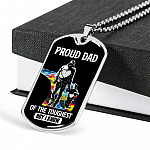 Proud Dad of the Toughest Boy I Know Autism Awareness Dog Tag Pendant Necklace - Dog Tag (Silver)