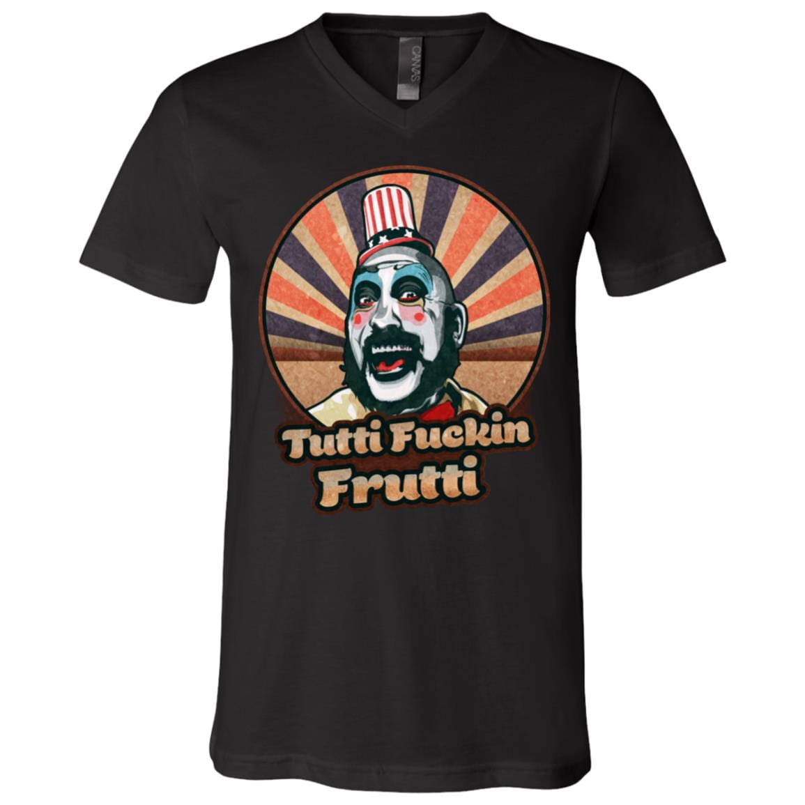 Tutti Fuckin' Frutti Captain Spaulding T-Shirt - V-Neck - House of 1000 Corpses Shirt, Black, V-Neck T-Shirt