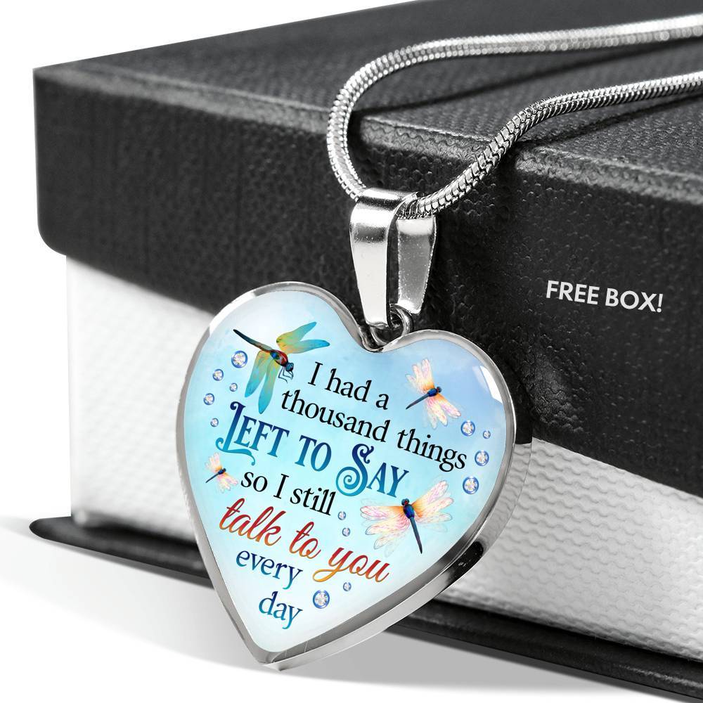 Dragonfly I Had a Thousand Things Left to Say So I Still Talk to You Heart Pendant Necklace - Heart Luxury Necklace (Silver) Dragonfly I Had a Thousand Things Left to Say So I Still Talk to You Heart Pendant Necklace - Heart Luxury Necklace (Silver)