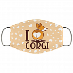 I Love Corgi Washable Reusable Custom - Printed Cloth Face Mask Cover, White, Cloth Face Cover – Medium/Large