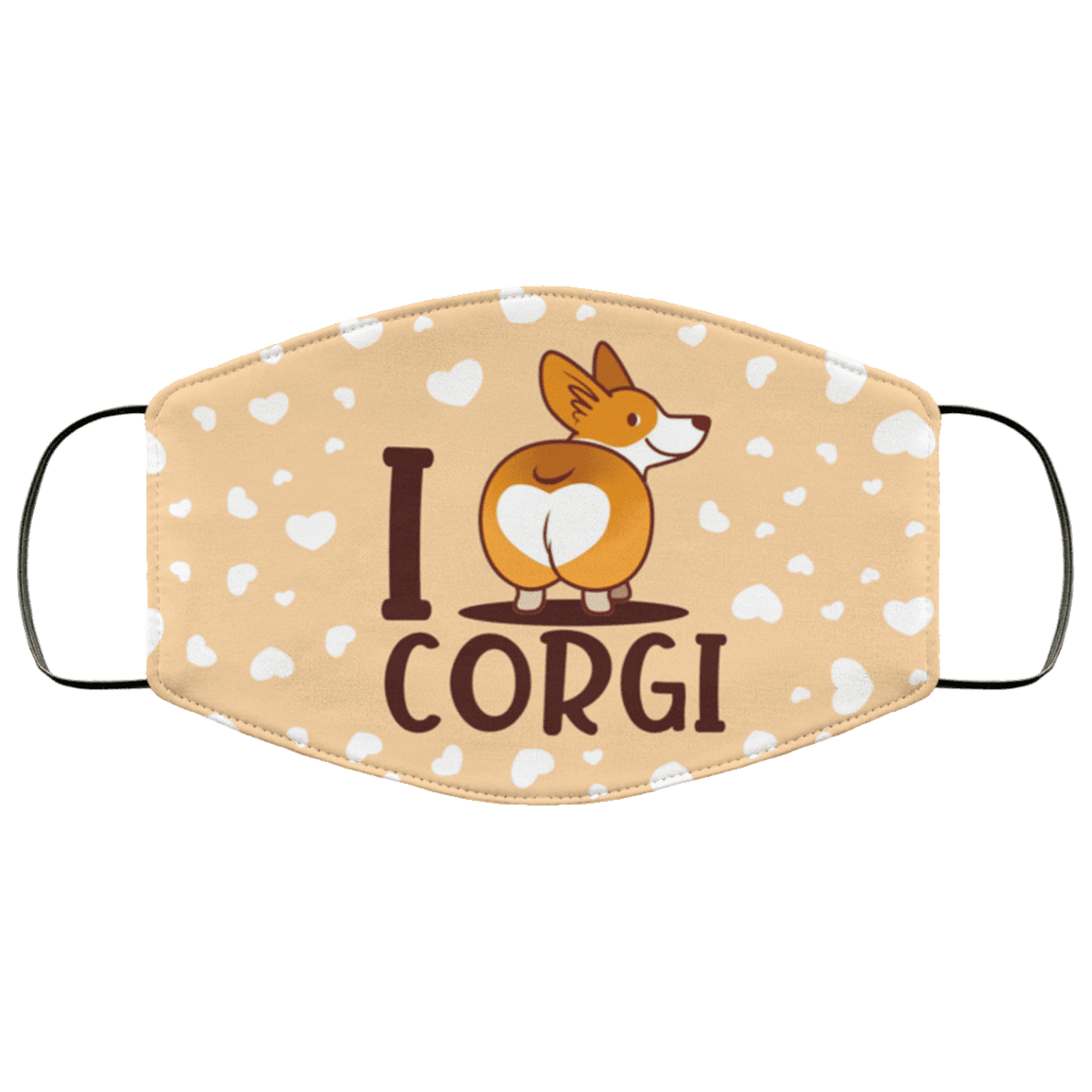 I Love Corgi Washable Reusable Custom - Printed Cloth Face Mask Cover, White, Cloth Face Cover – Medium/Large