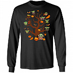 Baby Yoda Halloween Tree And Pumpkin Hoodie - Sweatshirt - Happy Halloween Baby Yoda Long Sleeve Shirt, Black, Long Sleeve