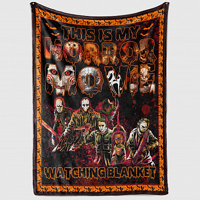 Alternative view of This Is My Horror Movie Watching Blanket Halloween Fleece Blanket - Premium Sherpa Blanket - Woven Blanket