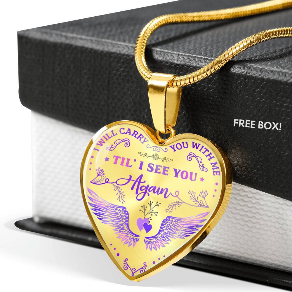 Wings I Will Carry You with Me Til' I See You Again Heart Pendant Necklace - Heart Luxury Necklace (Gold Plated) Wings I Will Carry You with Me Til' I See You Again Heart Pendant Necklace - Heart Luxury Necklace (Gold Plated)