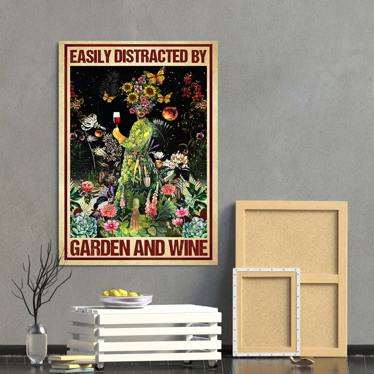 13VT. Easily Distracted Garden canvas mockup