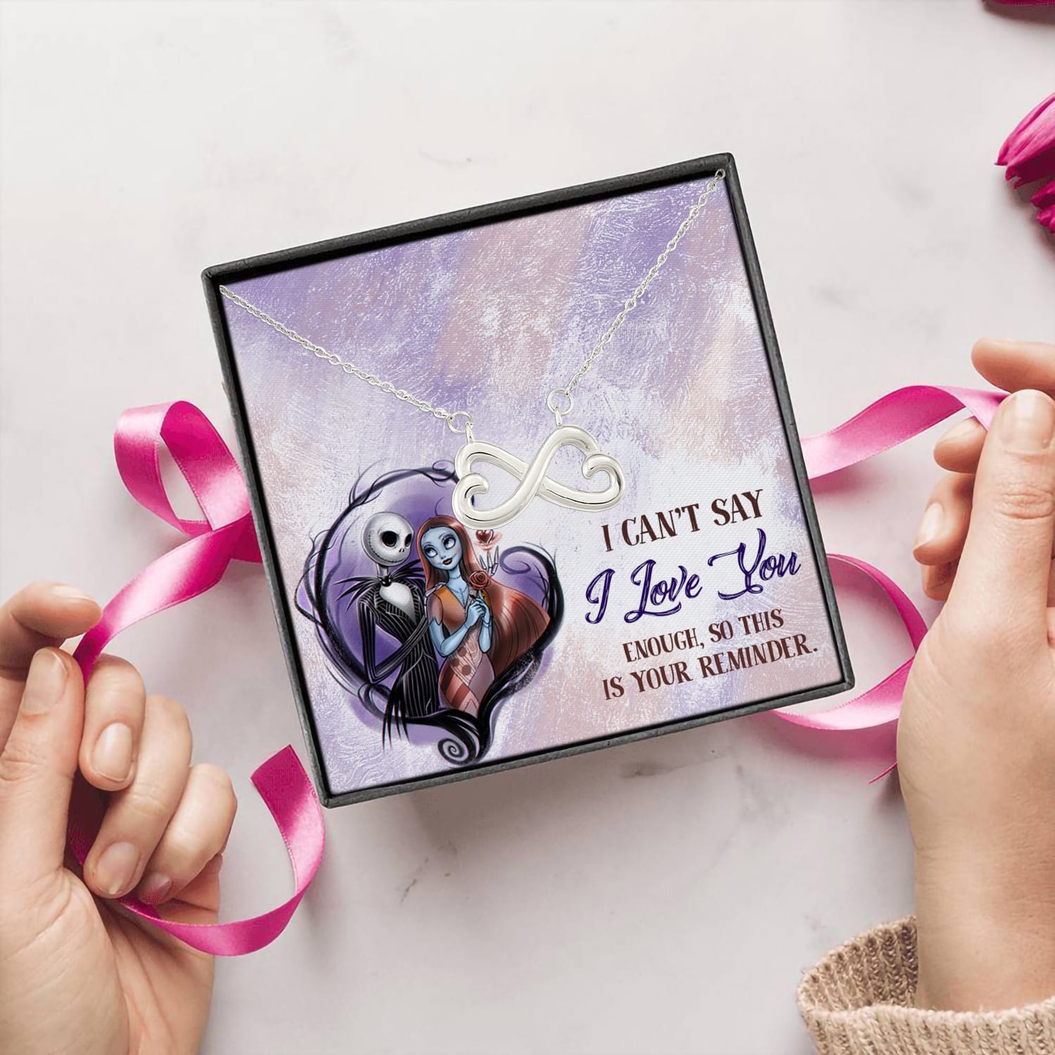 1HP. Love You Enough couple nightmare(3) Infinity Heart Necklace (Silver) 5