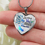 Dragonfly I'll Hold You in My Heart Until I Can Hold You in Heaven Memorial Gift - Heart Pendant Necklace - Heart Luxury Necklace (Silver)