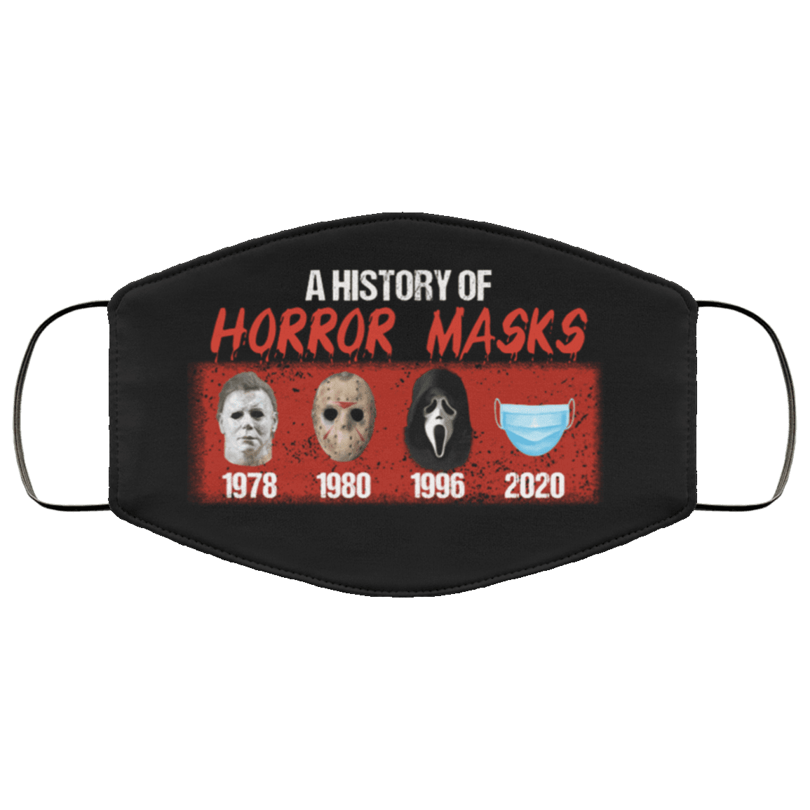 A History of Horror Masks Washable Reusable Custom - Printed Cloth Face Mask Cover, Black, Cloth Face Cover – Medium/Large