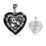 Jack And Sally Heart Pendant Necklace - Skellington Gifts For Couple - Heart Luxury Necklace (Silver)