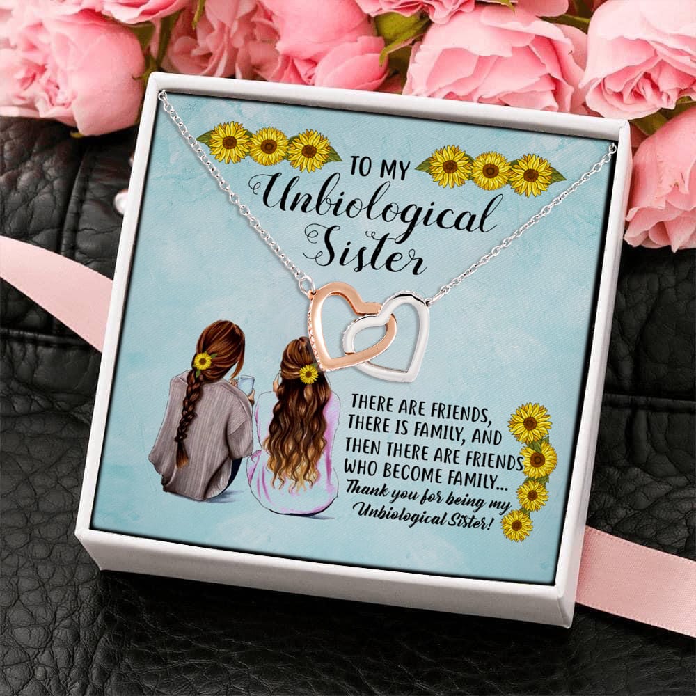 13O. Unbiological Sister Card (5) Interlocking Hearts Necklace 4