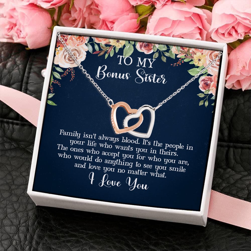 2VT. Bonus Sister Message Card Interlocking Hearts Necklace 4