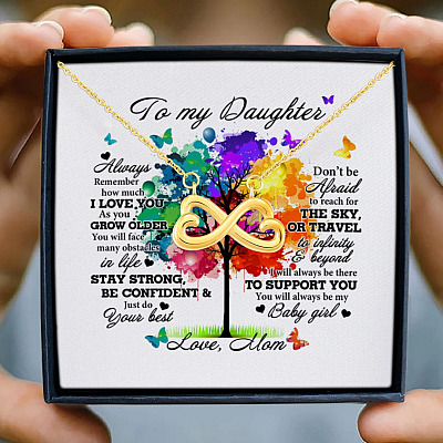 Mom to My Daughter Always Remember How Much I Love You Baby Girl Infinity Heart Pendant Necklace