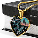 Dad To My Daughter Never Forget That I Love You Heart Pendant Necklace - Heart Luxury Necklace (Gold Plated)