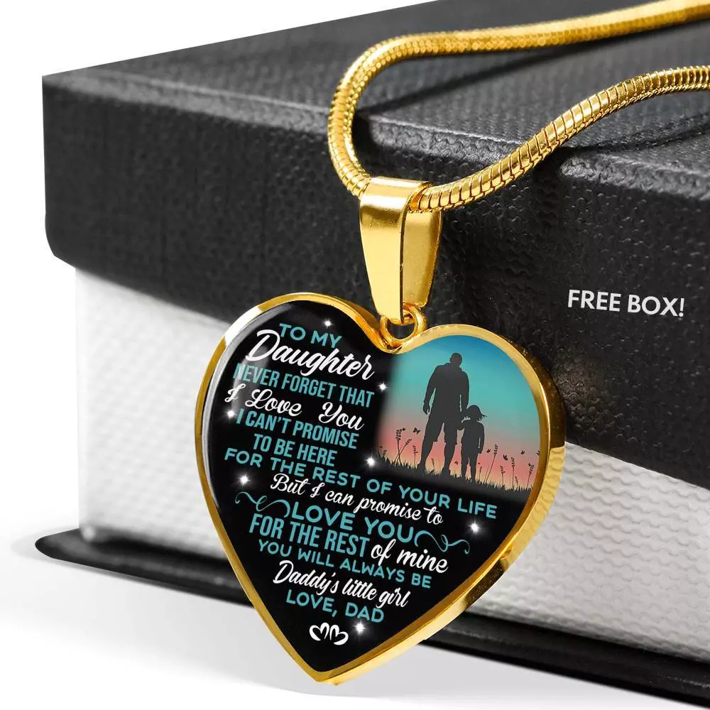 Dad To My Daughter Never Forget That I Love You Heart Pendant Necklace - Heart Luxury Necklace (Gold Plated) Dad To My Daughter Never Forget That I Love You Heart Pendant Necklace - Heart Luxury Necklace (Gold Plated)
