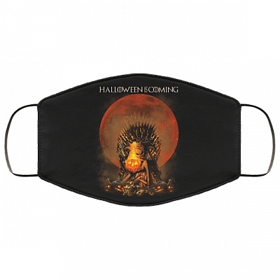 Halloween Is Coming Washable Reusable Custom Printed Cloth Face Mask Cover - Halloween Jack Skellington Face Mask, Black, fma-medium-large-face-mask
