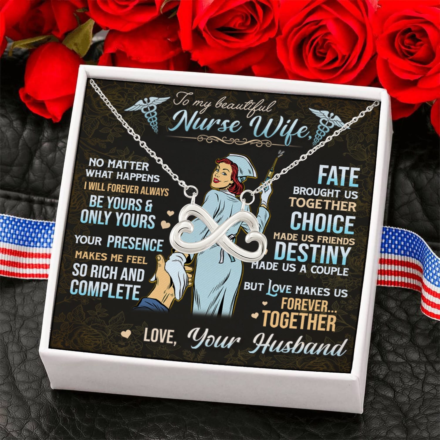 1P. To my nurse wife_Message Card_1 Infinity Heart Necklace (Silver) 6