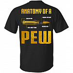 Anatomy of a Pew Funny Bullet Gun Print on Back T-Shirt, Black, Unisex T-Shirt