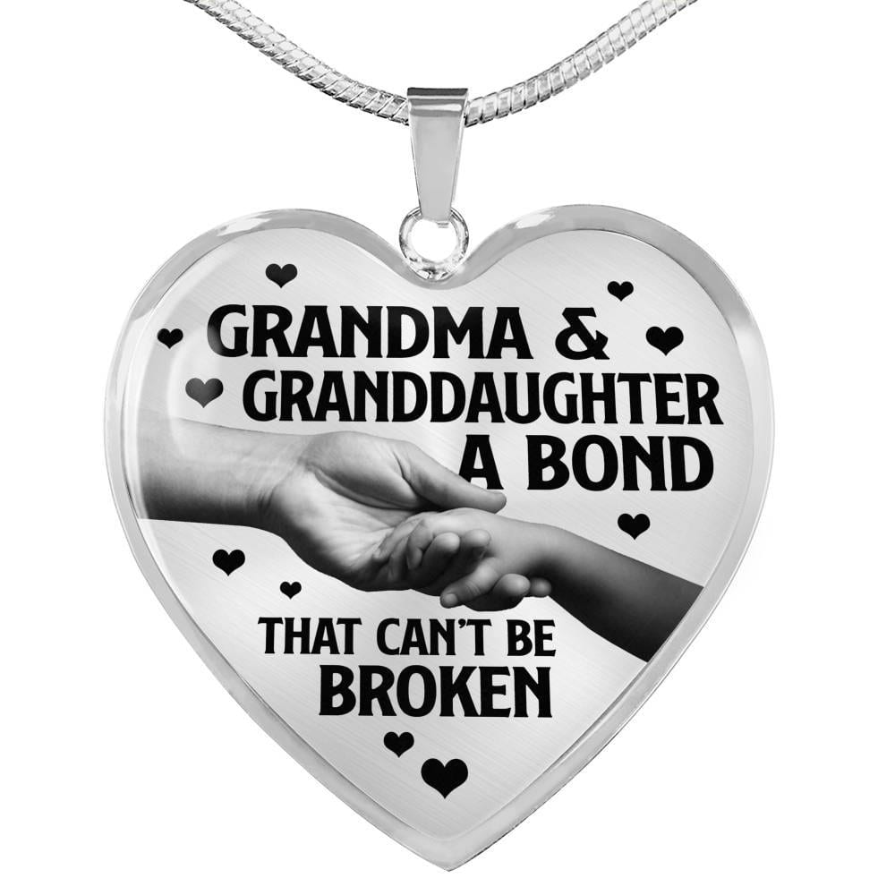 Grandma and Granddaughter a Bond That Can't Be Broken Heart Pendant Necklace - Heart Luxury Necklace (Silver) Grandma and Granddaughter a Bond That Can't Be Broken Heart Pendant Necklace - Heart Luxury Necklace (Silver)