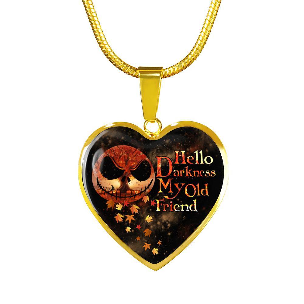 Jack Hello Darkness Night Before Halloween Skellington My Old Friend Pumpkin My Love Heart Pendant Necklace - Heart Luxury Necklace (Gold Plated) Jack Hello Darkness Night Before Halloween Skellington My Old Friend Pumpkin My Love Heart Pendant Necklace - Heart Luxury Necklace (Gold Plated)